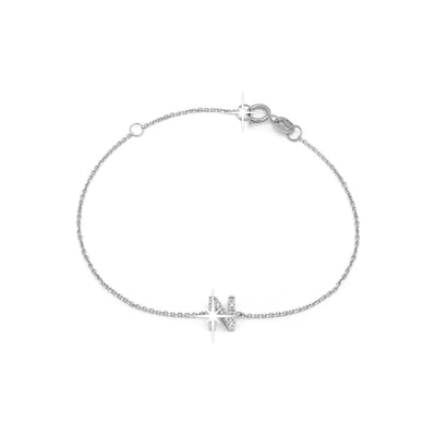 Brazalete de Dama Oro Blanco 14k Inicial con Diamantes Naturales