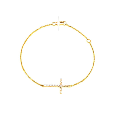 18.31mm Brazalete de Dama Oro 14k Cruz Pavé con Diamantes Naturales