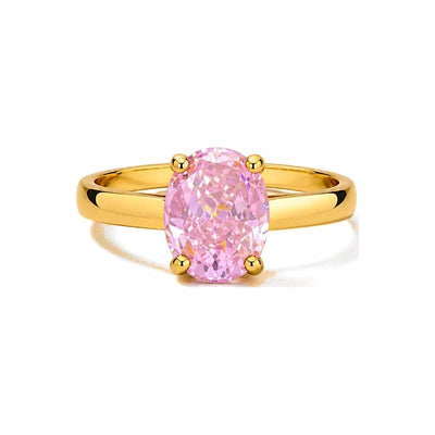 Anillo de Dama Oro 14k Solitario Rosa Clásico