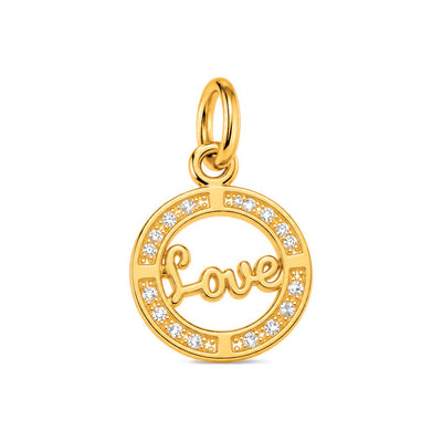 Dije Love Calado Oro 14k con Circonios