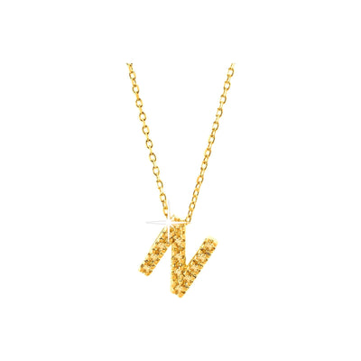 7mm Collar Oro 14k Inicial Pavé con Diamantes Naturales