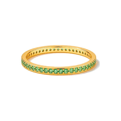 Anillo de Dama Oro 14k Eternity Circonios Verdes