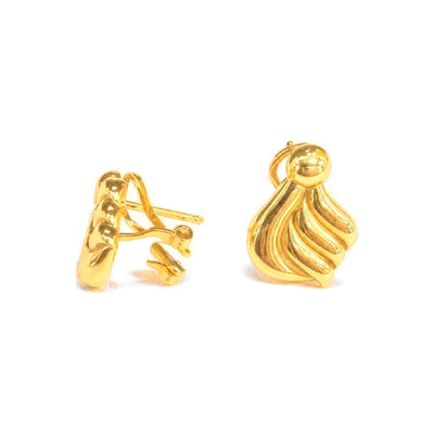Aretes de Dama Oro 10k Concha Acanalada