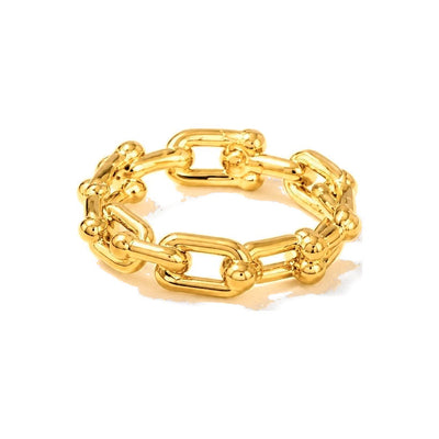 Anillo de Dama Oro 10k Cadena Eslabones Rectangulares