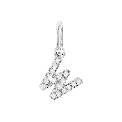 12mm Dije Oro Blanco 14k Inicial Pavé con Diamantes Naturales