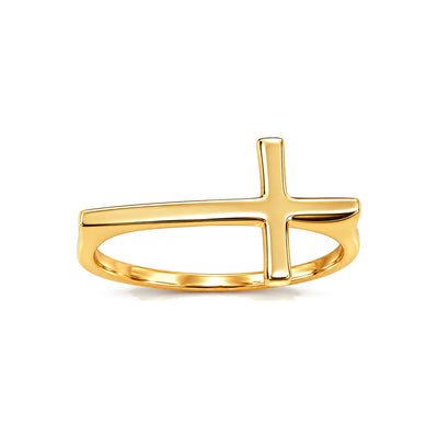 Anillo de Dama Oro 14k Cruz Lateral