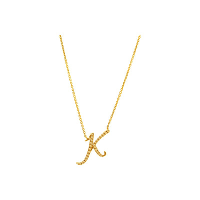 11mm Collar Oro 14k Inicial Pavé con Diamantes Naturales