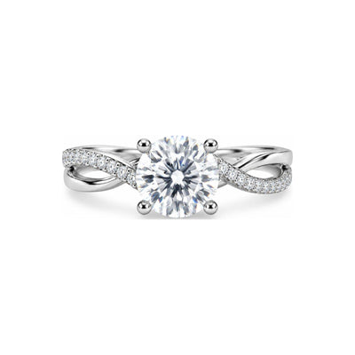 Anillo de Compromiso Solitario Banda Entrelazada Moissanite S925