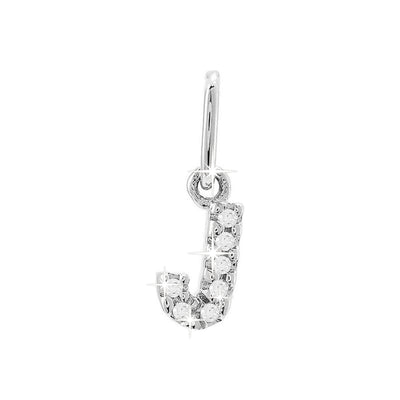 12mm Dije Oro Blanco 14k Inicial Pavé con Diamantes Naturales