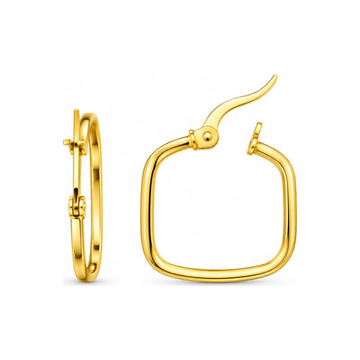 Aretes de Dama Oro 14k Argolla Cuadrada Delgada
