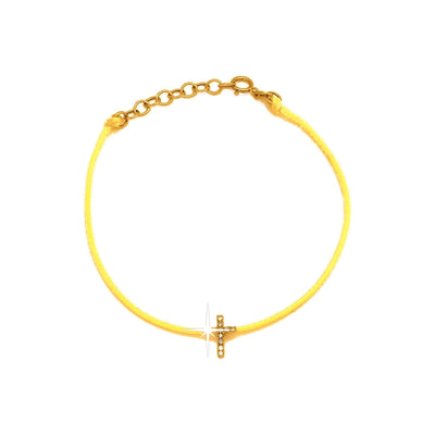 6x9mm Brazalete de Dama Oro 14k Cruz Pavé con Diamantes Naturales