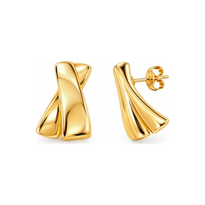 20mm Aretes de Dama Oro 14k Lazo Cruzado Abombado