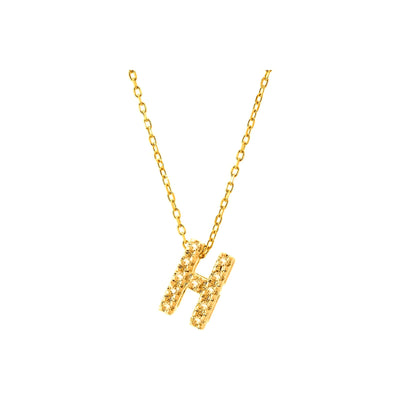 7mm Collar Oro 14k Inicial Pavé con Diamantes Naturales