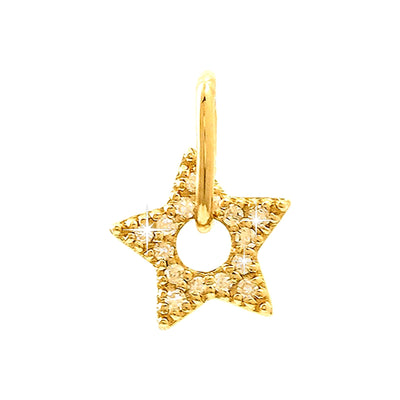 7mm Dije Oro 14k Estrella Pavé con Diamantes Naturales