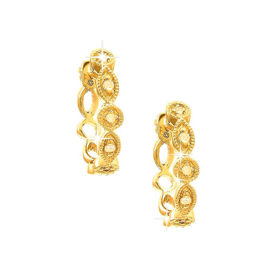 11mm Aretes de Dama Oro 14k Argolla Pavé con Diamantes Naturales