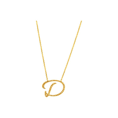 16.5x12.3mm Collar Oro 14k Inicial Pavé con Diamantes Naturales