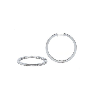 Pre Orden - Aretes de Dama Plata 925 Arracadas Delgadas Dentro y Fuera con Circonios