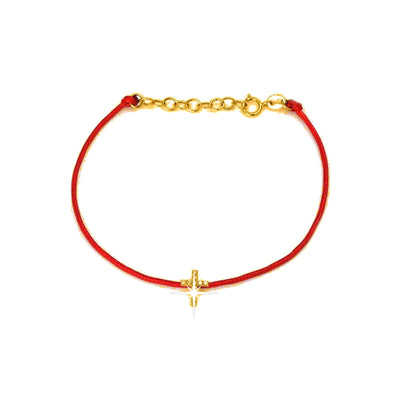 6x9mm Brazalete de Dama Oro 14k Cruz Pavé con Diamantes Naturales