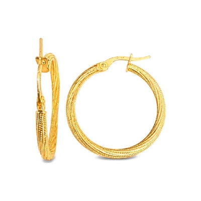 Aretes de Dama Oro 10k Argolla Lineas Punteadas