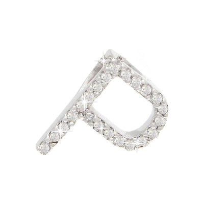 Dije Oro Blanco 14k Inicial con Diamantes Naturales