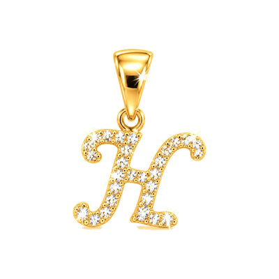 Dije Letra H Cursiva Oro 10k con Diamantes Naturales