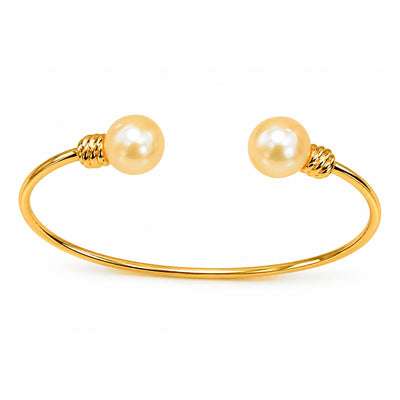 Brazalete de Dama Oro 14k Abierto con Perlas