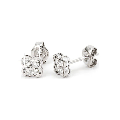 6mm Aretes de Dama Oro Blanco 14k con Diamantes Naturales