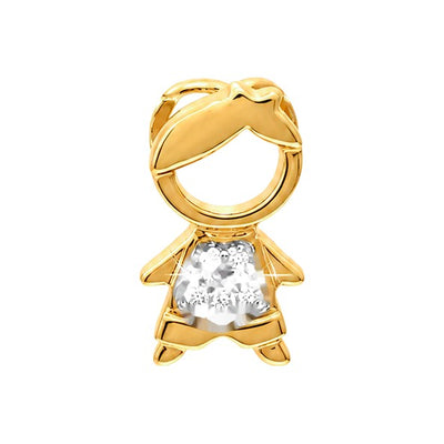6x12mm Dije Niño Short Pavé Oro 14k con Circonios