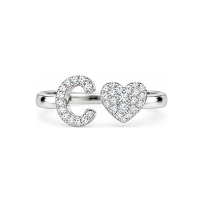 Anillo Inicial y Corazón Moissanite S925