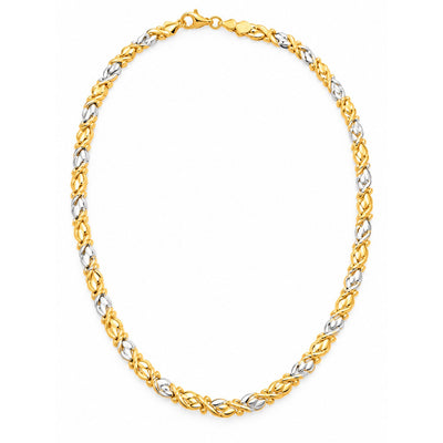 Cadena Oro 10k Bicolor Eslabones Entrelazados