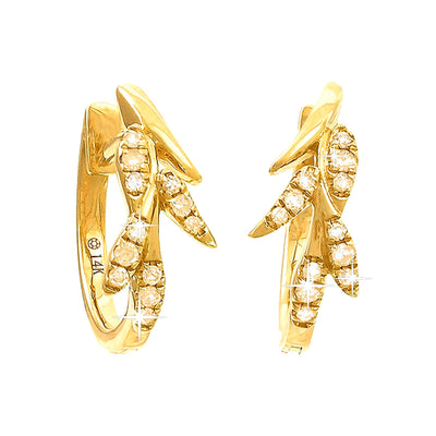 Aretes de Dama Oro 14k Argolla Pavé con Diamantes Naturales