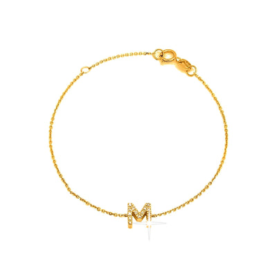 Brazalete de Dama Oro 14k Inicial con Diamantes Naturales