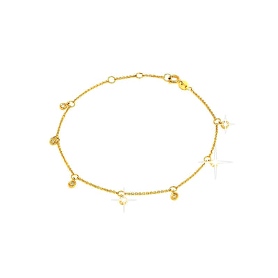 Brazalete de Dama Oro 14k Redondos con Diamantes Naturales