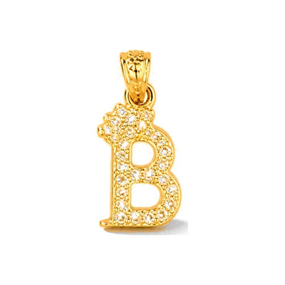 Dije Letra B Coronada con Circonios Oro 10k