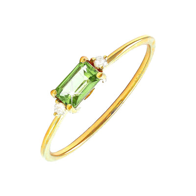 Anillo de Dama Oro 14k con Peridoto y Diamantes Naturales