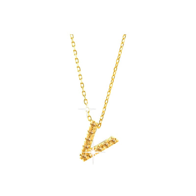 7mm Collar Oro 14k Inicial Pavé con Diamantes Naturales