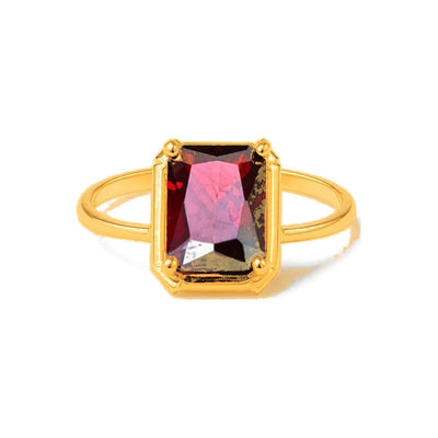 Anillo de Dama Oro 10k Solitario Rectangular Vino