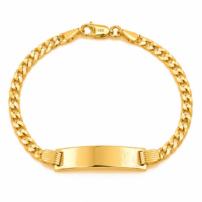3mm Brazalete de Dama Oro 10k Eslabón Cubano Sólido con Placa