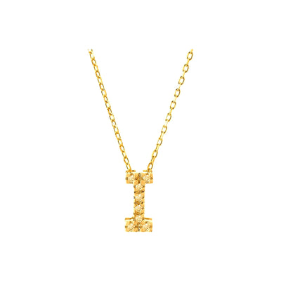 7mm Collar Oro 14k Inicial Pavé con Diamantes Naturales