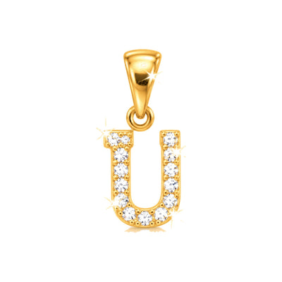 Dije Letra U Oro 10k con Diamantes Naturales