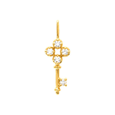 Dije Llave Oro 14k con Diamantes Naturales