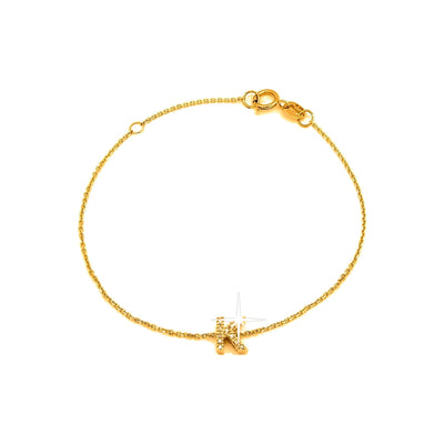 Brazalete de Dama Oro 14k Inicial con Diamantes Naturales