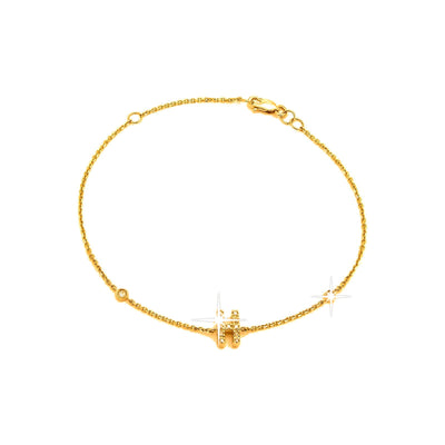 7mm Brazalete de Dama Oro 14k Inicial Pavé con Diamantes Naturales