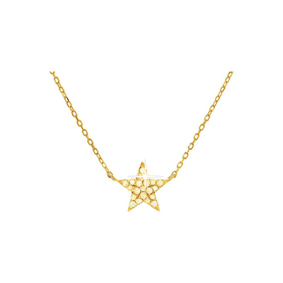 8mm Collar Oro 14k Estrella Pavé con Diamantes Naturales