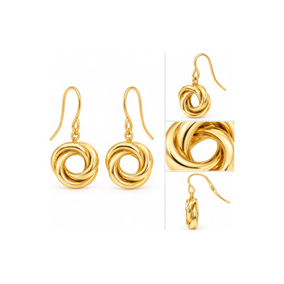 Aretes de Dama Oro 10k Colgantes Nudo de Amor con Gancho