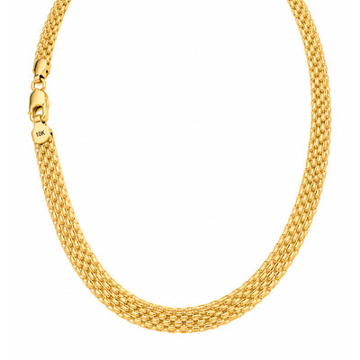 Cadena Oro 10k Malla Tejida 7.5mm 16 Pulgadas