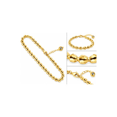 Brazalete de Dama Oro 10k Eslabones Diamantados con Bolita de Corazón