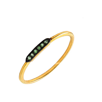 2mm Anillo de Dama Oro 14k Apilable Redondos con Green Garnet