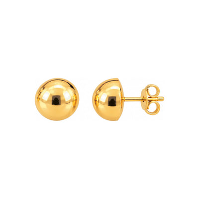 10mm Aretes de Dama Oro 14k Media Bola Lisa