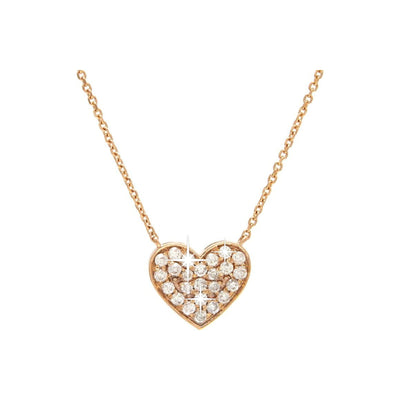 Collar Oro Rosa 14k Corazón Pavé con Diamantes Naturales